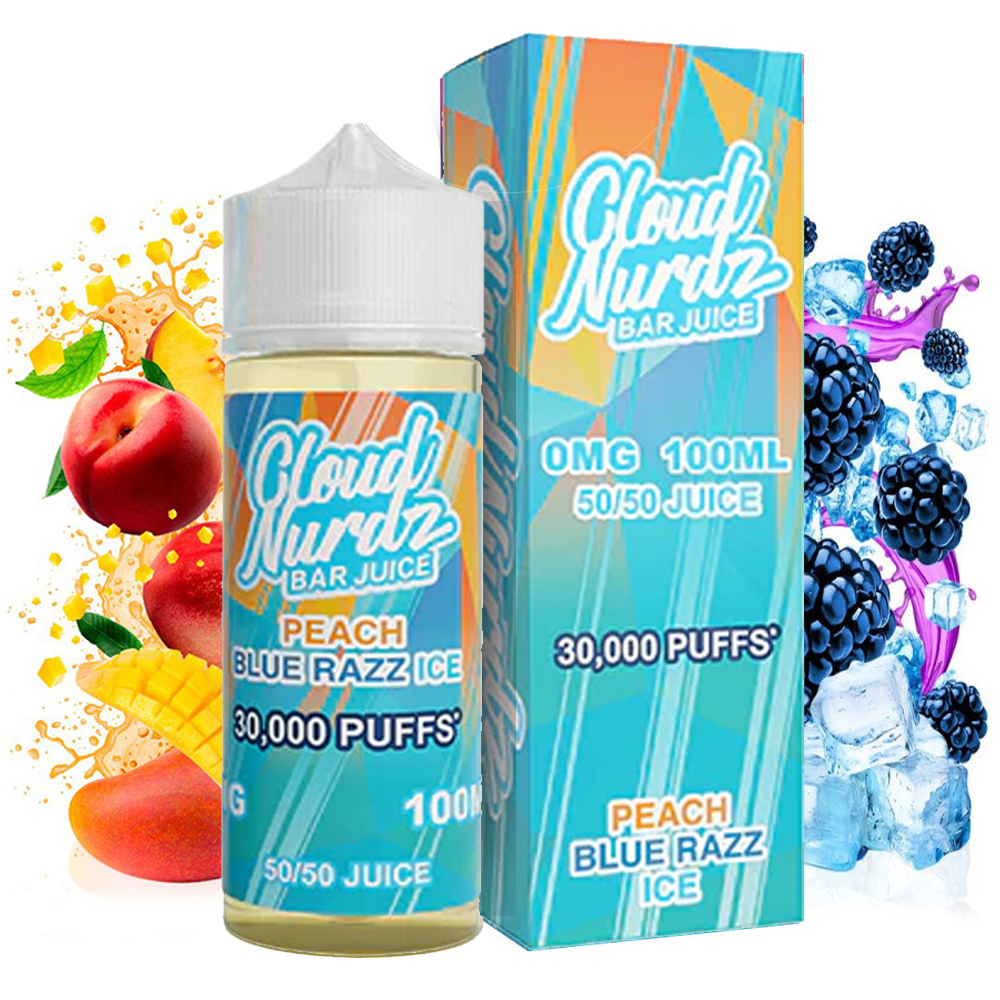 Cloud Nurdz - Peach Blue Razz Ice 100ml Shortfill